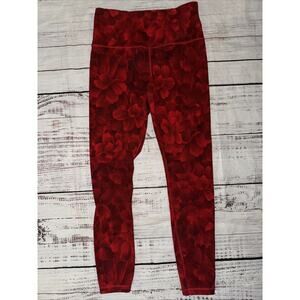 Athleta Elation Texture Tight Crop Length Red Size S Small Floral‎ Print